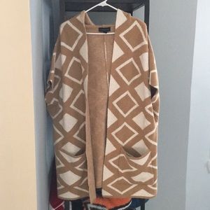 Hooded, open tunic-style sweater